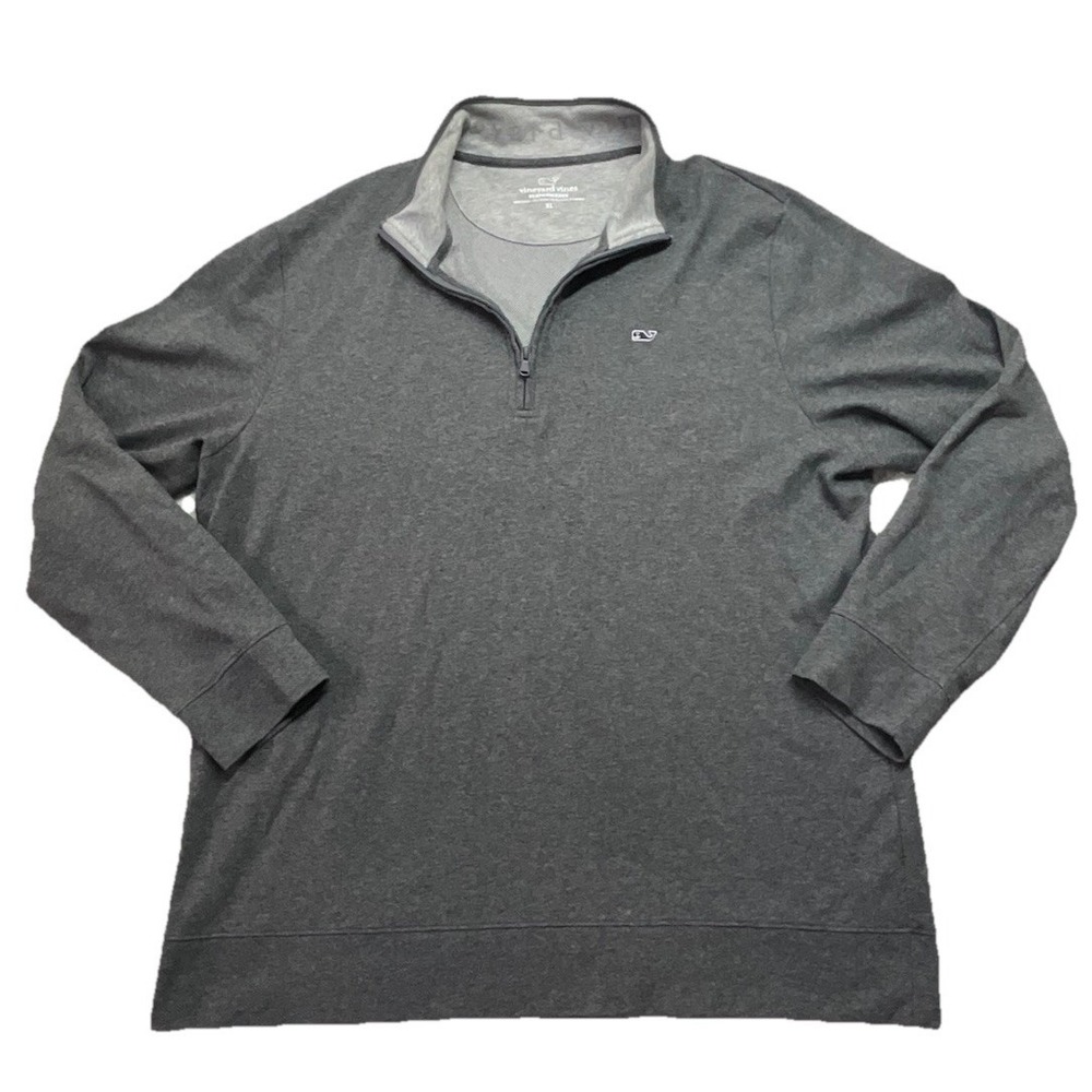 Vineyard Vines Pima Cotton Quarter Zip Pullover Mens XL Charcoal Gray
